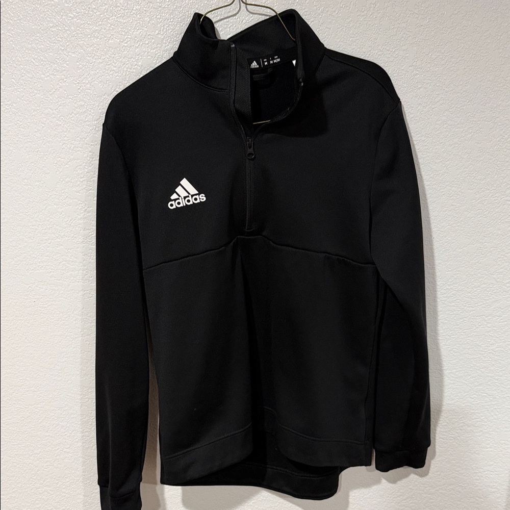 Adidas Black and White Quarter-Zip Top